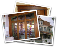 Set of three photos of refinished woodwork
