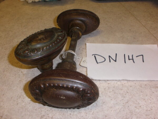 Oval Beaded Japanned Doorknob With More