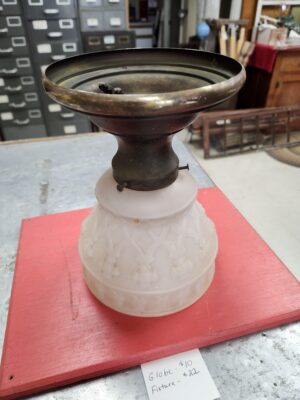 Frosted Small Shade in Brass Ceiling Fixture