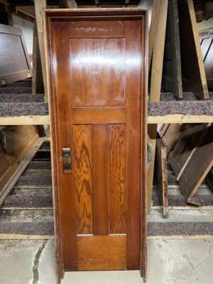 Three Matching Pine Three Panel Doors With Jambs