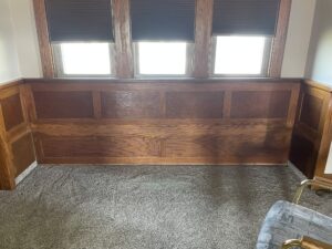 Bench Repurposed Into Wonderful Oak Paneling